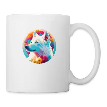 Weisser Schäferhund Portrait 60s Vintage style - Tasse - Weiß - Rechts