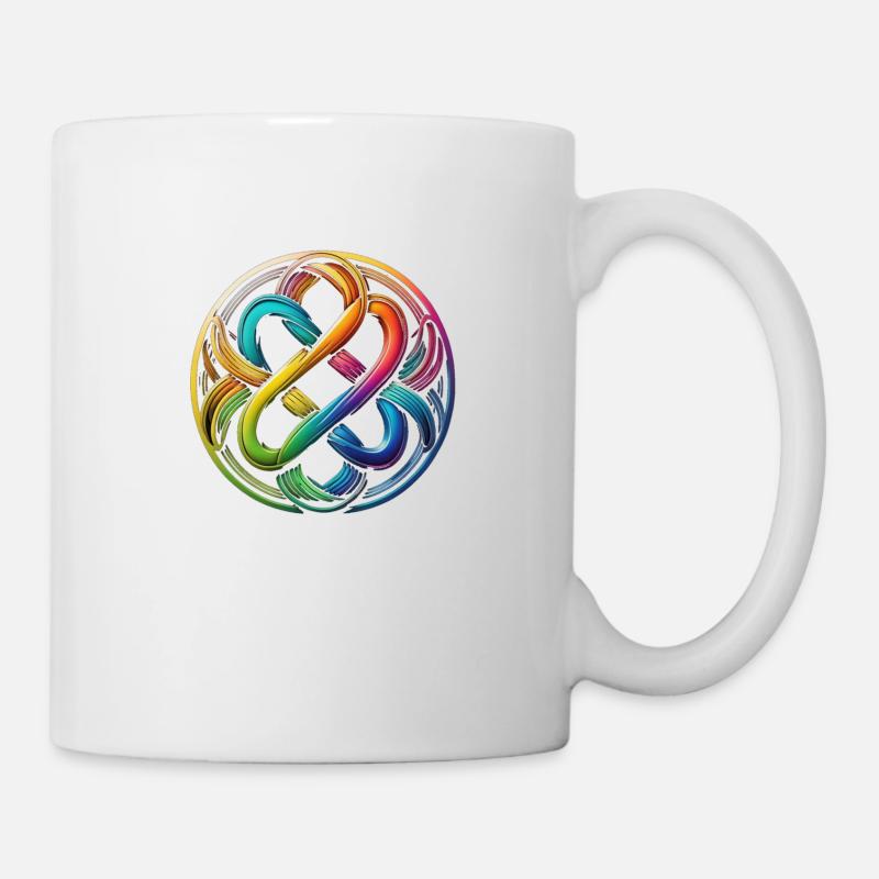 Ein keltischer Knoten in Regenbogen Farben - Tasse - Weiß