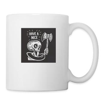 Totenkopf Axt Skelett Halloweeen Geschenk - Tasse - Weiß - Rechts