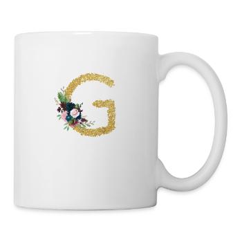 Lettre g gold floral - Mug blanc - blanc - Droite