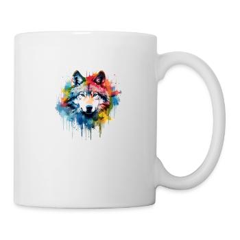 loup , loup gris aquarelle - Mug blanc - blanc - Droite
