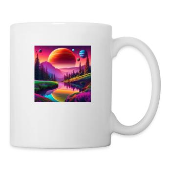 psychedelisches trippy Planeten-Design - Tasse - Weiß - Rechts