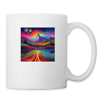 psychedelisches trippy Berg-Design - Tasse - Weiß - Rechts