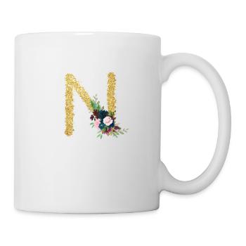 Buchstabe n gold floral - Tasse - Weiß - Rechts