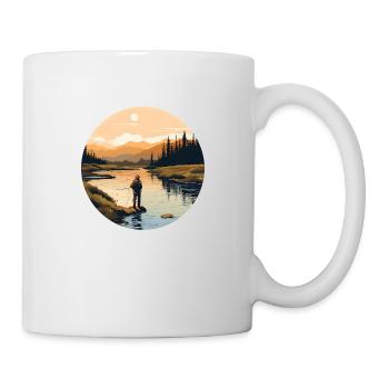 Ein Fliegenfischer in einem kanadischen Fluss - Tasse - Weiß - Rechts