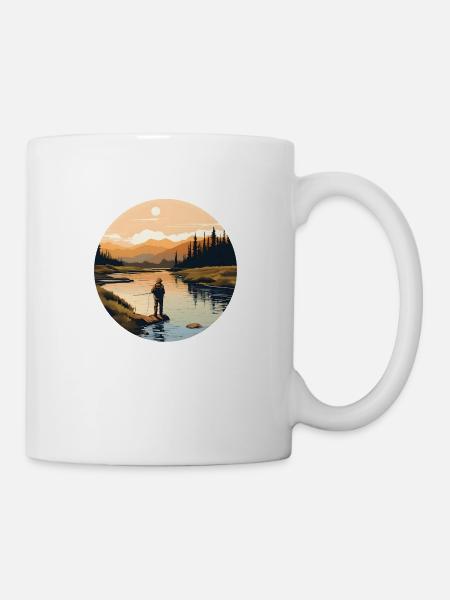 Ein Fliegenfischer in einem kanadischen Fluss - Tasse - Weiß