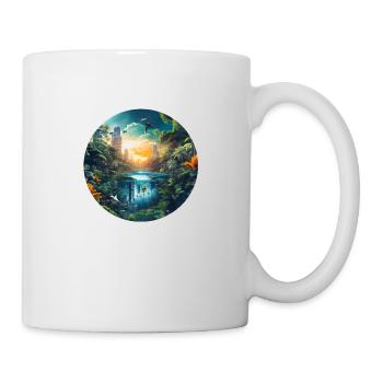 A sunset in the big city in the - Mug - white - Right