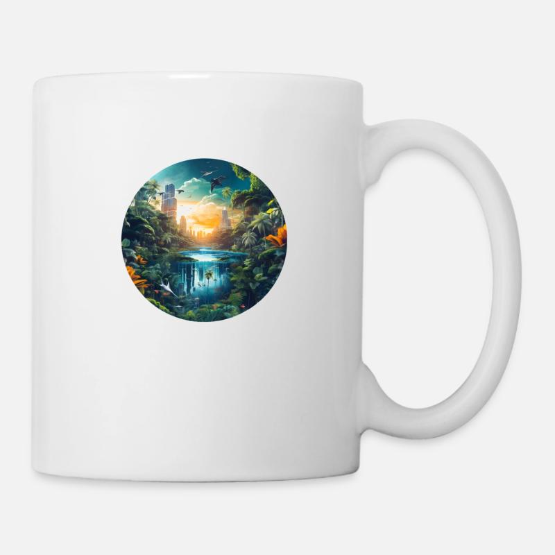 Un coucher de soleil dans la grande ville de l’Amazonie - Mug blanc - blanc