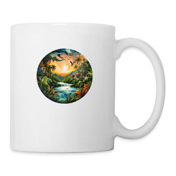 Ein Fluss in den Tropen im Sonnenuntergang - Tasse - Weiß - Rechts