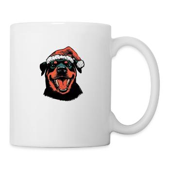 Rottweiler in a Santa hat - Mug - white - Right