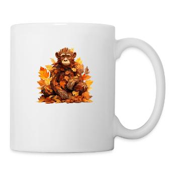 Chimpanzee lifts colorful foliage - Unique image - Mug - white - Right