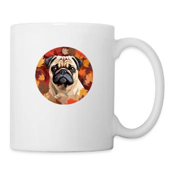 Pug dog in polygon style with autumn foliage design - Mug - white - Right