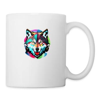 Bunter Wolf - Tasse - Weiß - Rechts