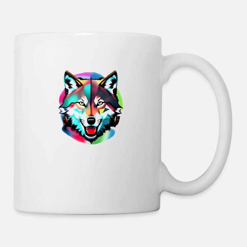 Bunter Wolf - Tasse - Weiß