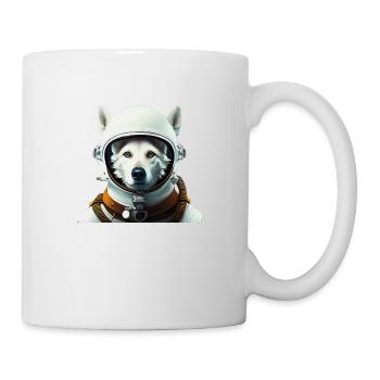 Weißer Schäferhund als Astronaut - Tasse - Weiß - Rechts