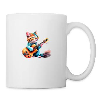 Katze Gitarre Kätzchen Gitarrist Hauskatze Kater - Tasse - Weiß - Rechts