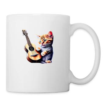 Kitten Guitarist Domestic Cat Cat Guitar Cat - Mug - white - Right
