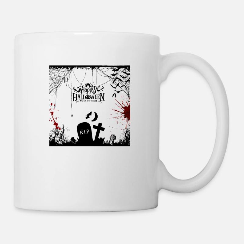 Halloween RIP Grusel Friedhof Blut - Tasse - Weiß