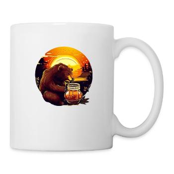 Bär isst Honig im Sonnenuntergang - Tasse - Weiß - Rechts