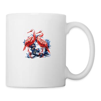 Zwei elegante japanische Kraniche - Tasse - Weiß - Rechts