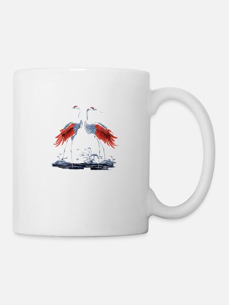 Two Japanese cranes - Mug - white