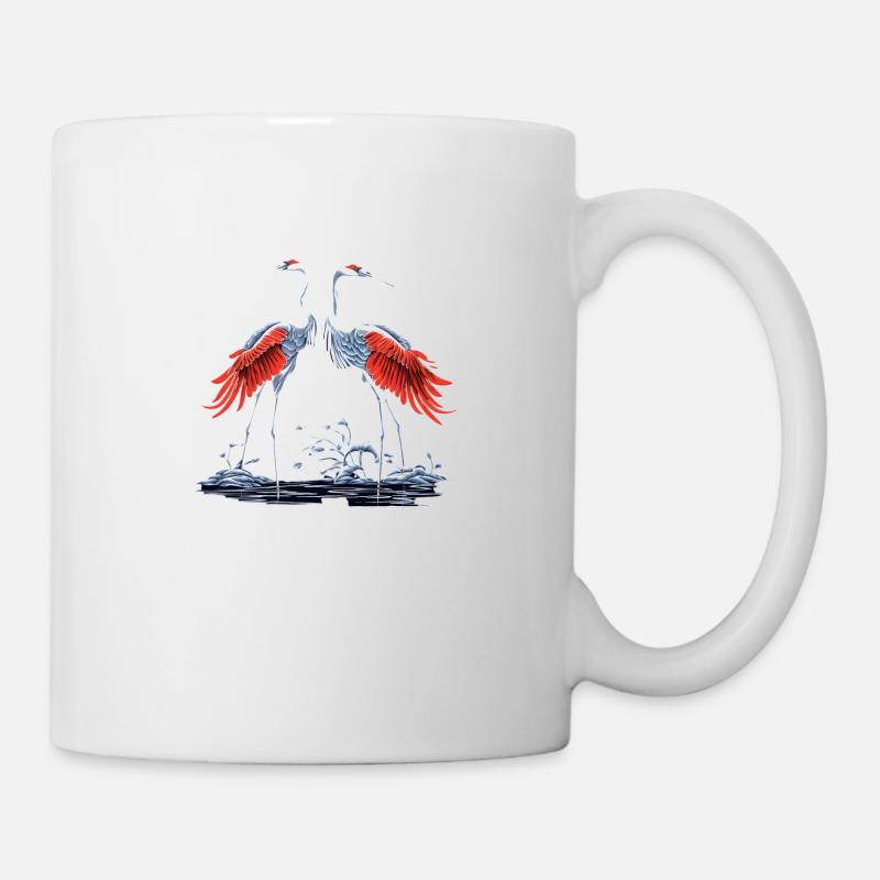 Two Japanese cranes - Mug - white