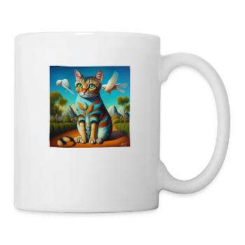 Surrealistisches Porträt einer Katze - Tasse - Weiß - Rechts