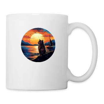 Cat sails on a sailboat into the - Mug - white - Right