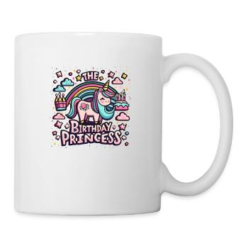 La princesse d’anniversaire : Licorne avec lettrage - Mug blanc - blanc - Droite