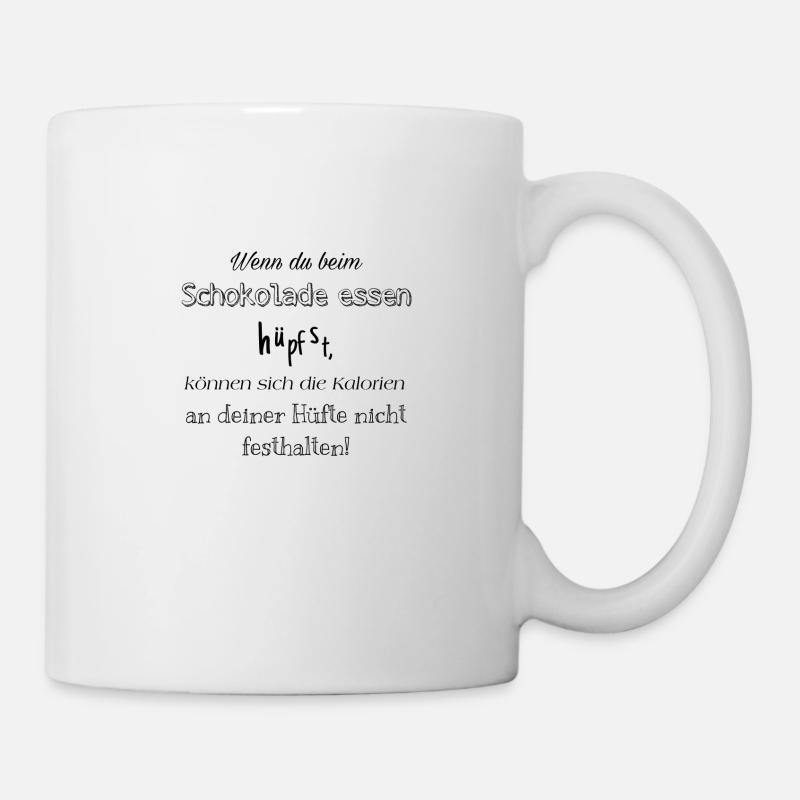Schokolade essen und Kalorien - Tasse - Weiß