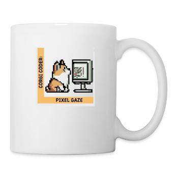 Corgi Coder: Pixel Gaze - Tasse - Weiß - Rechts