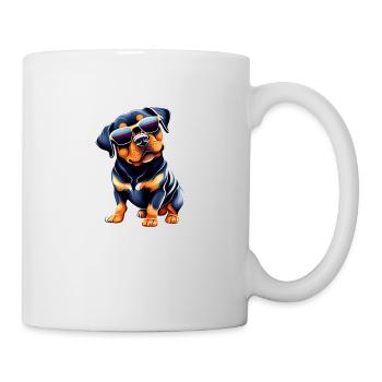 Rottweiler with sunglasses dog puppy dogs - Mug - white - Right