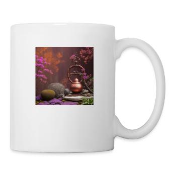 Cloche en cuivre dans un jardin zen - Mug blanc - blanc - Droite