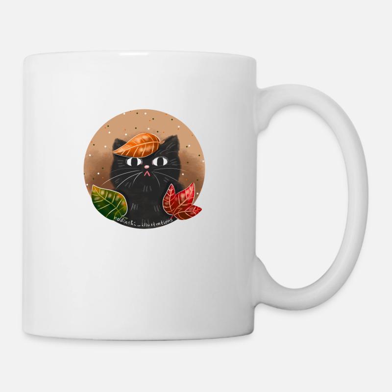 Katze im Herbst - Tasse - Weiß