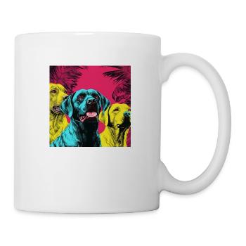 Hunde im Neon-Stil - Tasse - Weiß - Rechts