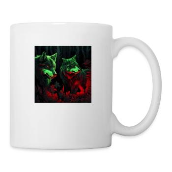 Loups style néon fluo - Mug blanc - blanc - Droite
