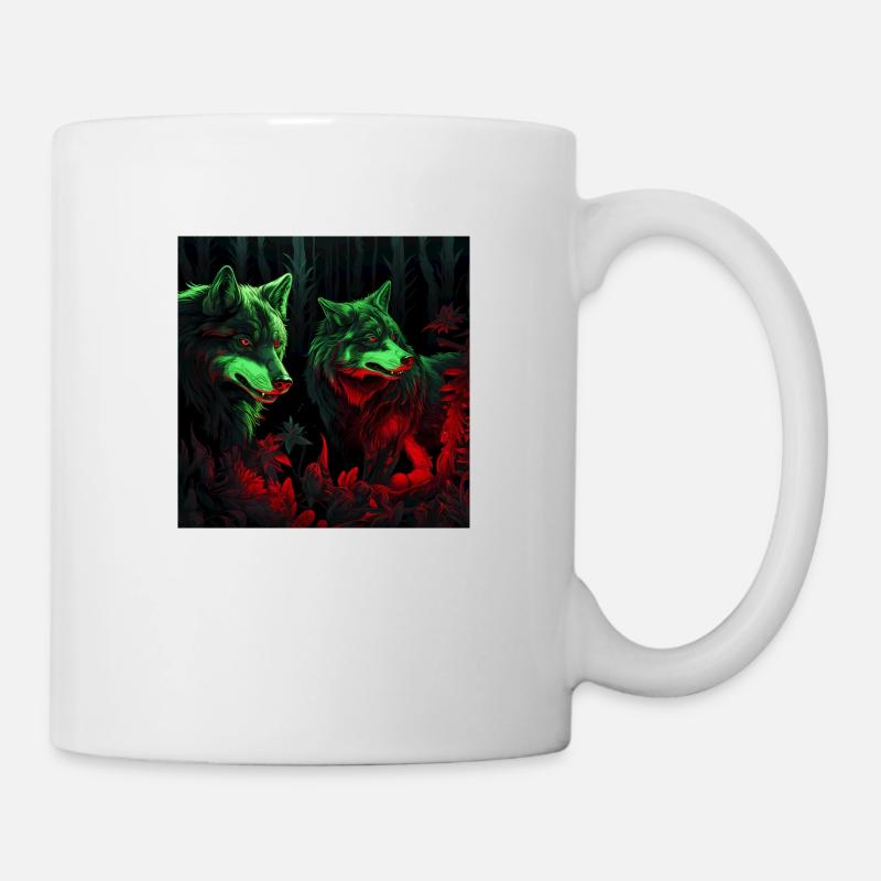 Loups style néon fluo - Mug blanc - blanc