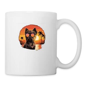 Yorkshire Terrier mit Sonnenbrille - Tasse - Weiß - Rechts