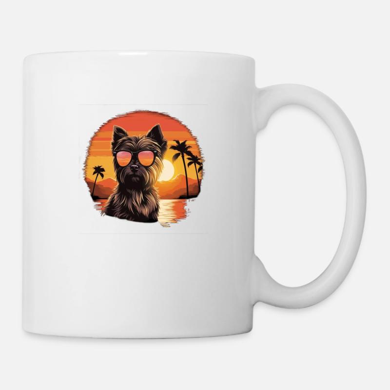 Yorkshire Terrier mit Sonnenbrille - Tasse - Weiß
