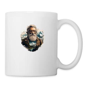 Old man with beard in the mountains - daddy gift - Mug - white - Right