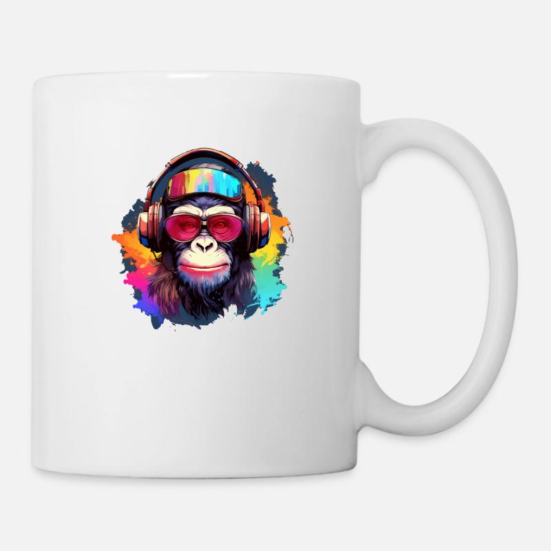 Cooler Affe mit Kopfhörer & Sonnenbrille - Tasse - Weiß
