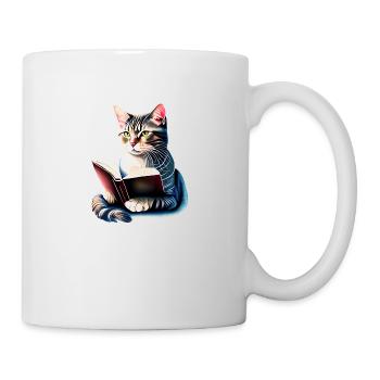 Chat Lecture Livres Chat domestique Chat Chat Livre Chaton - Mug blanc - blanc - Droite