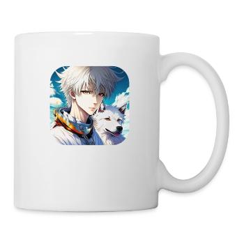 Anime Boy und Weißer Manga Schäferhund - Tasse - Weiß - Rechts