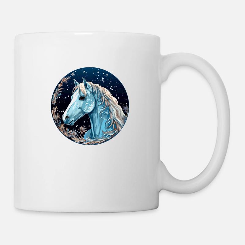 Pferd im Winter - Tasse - Weiß