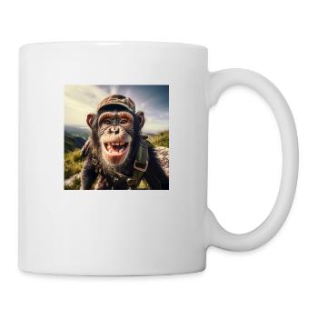 Süßer lustige Schmimpanse Selfie in Bergen Wandern - Tasse - Weiß - Rechts