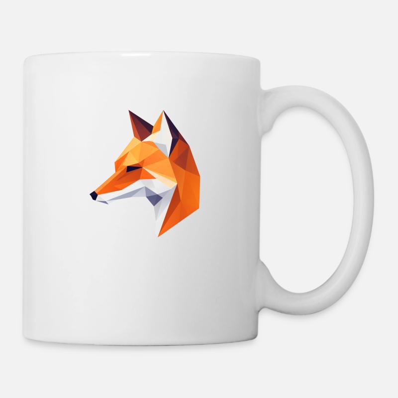 Fox Head Low Poly Logo Design - Mug - white