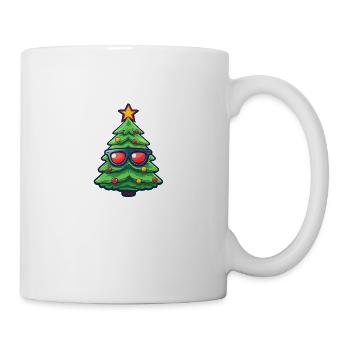 Lustiger Weihnachtsbaum mit Mütze Logo Design- Coo - Tasse - Weiß - Rechts
