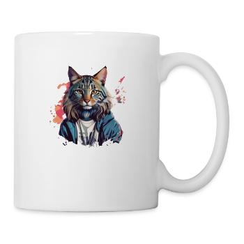 Un chat sauvage coloré streetwear - Mug blanc - blanc - Droite