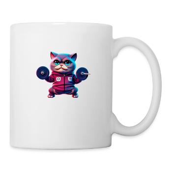 niedlich lustig katze illustration heben gewicht training - Tasse - Weiß - Rechts