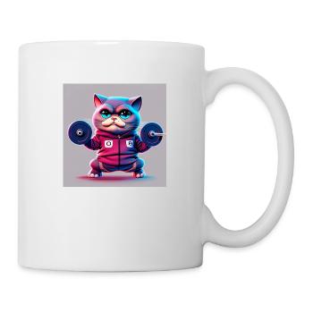 niedlich lustig katze illustration heben gewicht training - Tasse - Weiß - Rechts